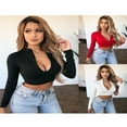 thumbnail image 5 of Femmes T-Shirt à Manches Longues Slim Fit Casual Uni Couleur T-Shirt, 5 of 5