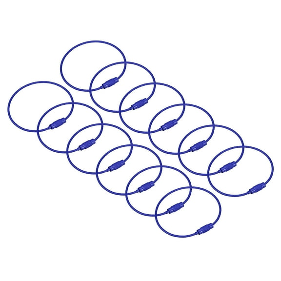 Uxcell 12Pack Cable Key Rings, 6-inch(155mm) Wire Keychain Twist Loops, Blue