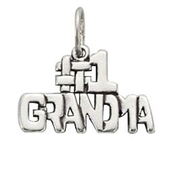 Sterling Silver 16" .8mm Box Chain #1 GRANDMA Word Pendant Necklace