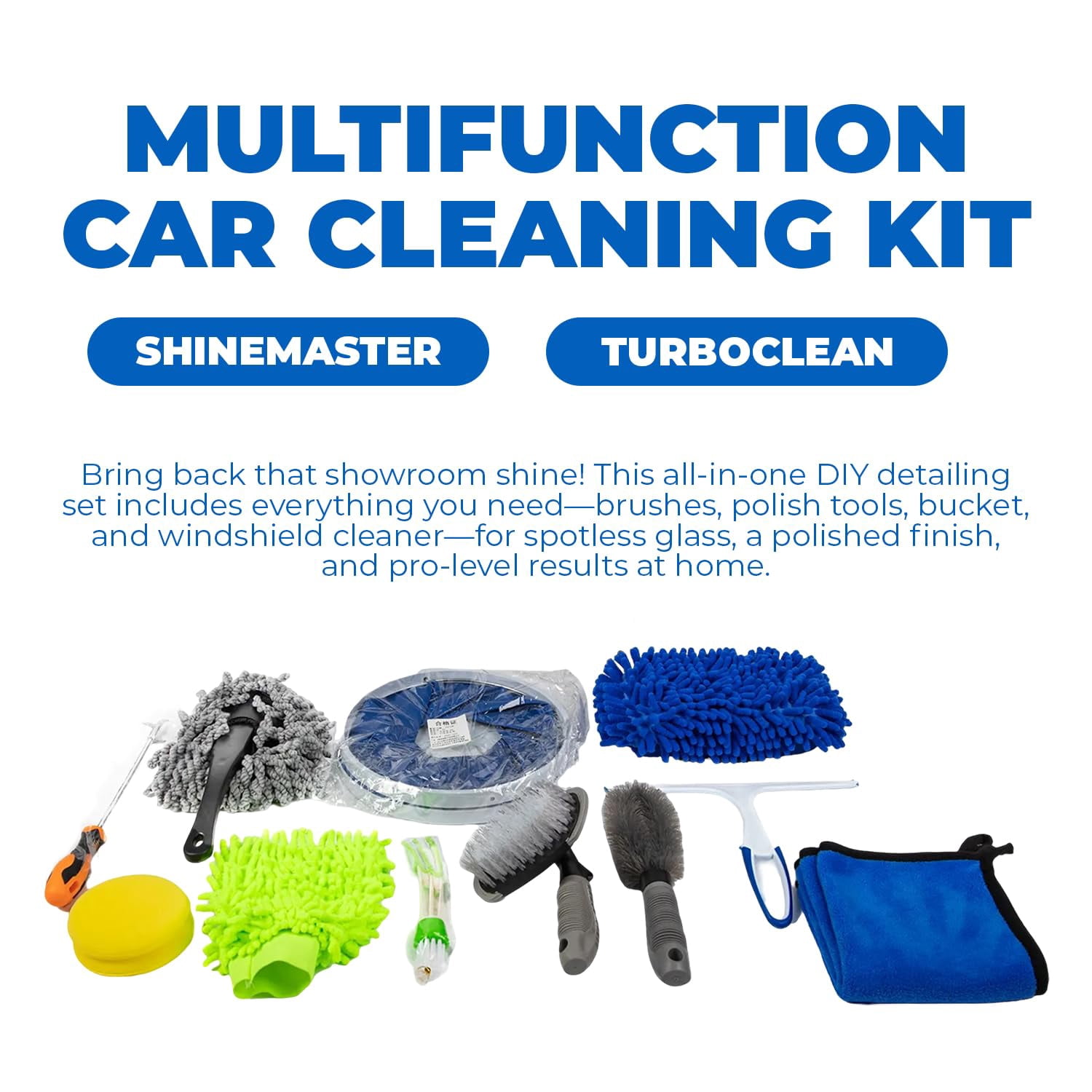 Nazarian Complete Car Cleaning Kit with Window Cleaner, Cleaning Brush, Polish Tools, Detailing Bucket - Car Wash Kit for Interior & Exterior Auto Detailing and Maintenance