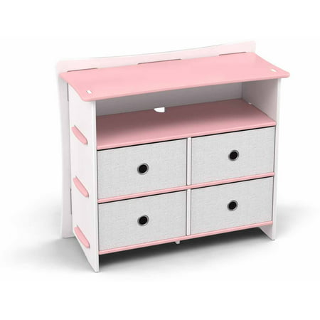  Furniture Princess Series Collection 4-Drawer Dresser, Pink and White