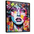 thumbnail image 2 of Designart "Pop Art Woman Portrait In Blue And Orange II" Modern Floater Framed Canvas Wall Art, 2 of 7