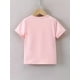 thumbnail image 2 of Camiseta de verano para niña con estampado de lazo rosa - Manga corta informal, cuello redondo, mezcla de algodón suave, fácil cuidado, 2 of 5