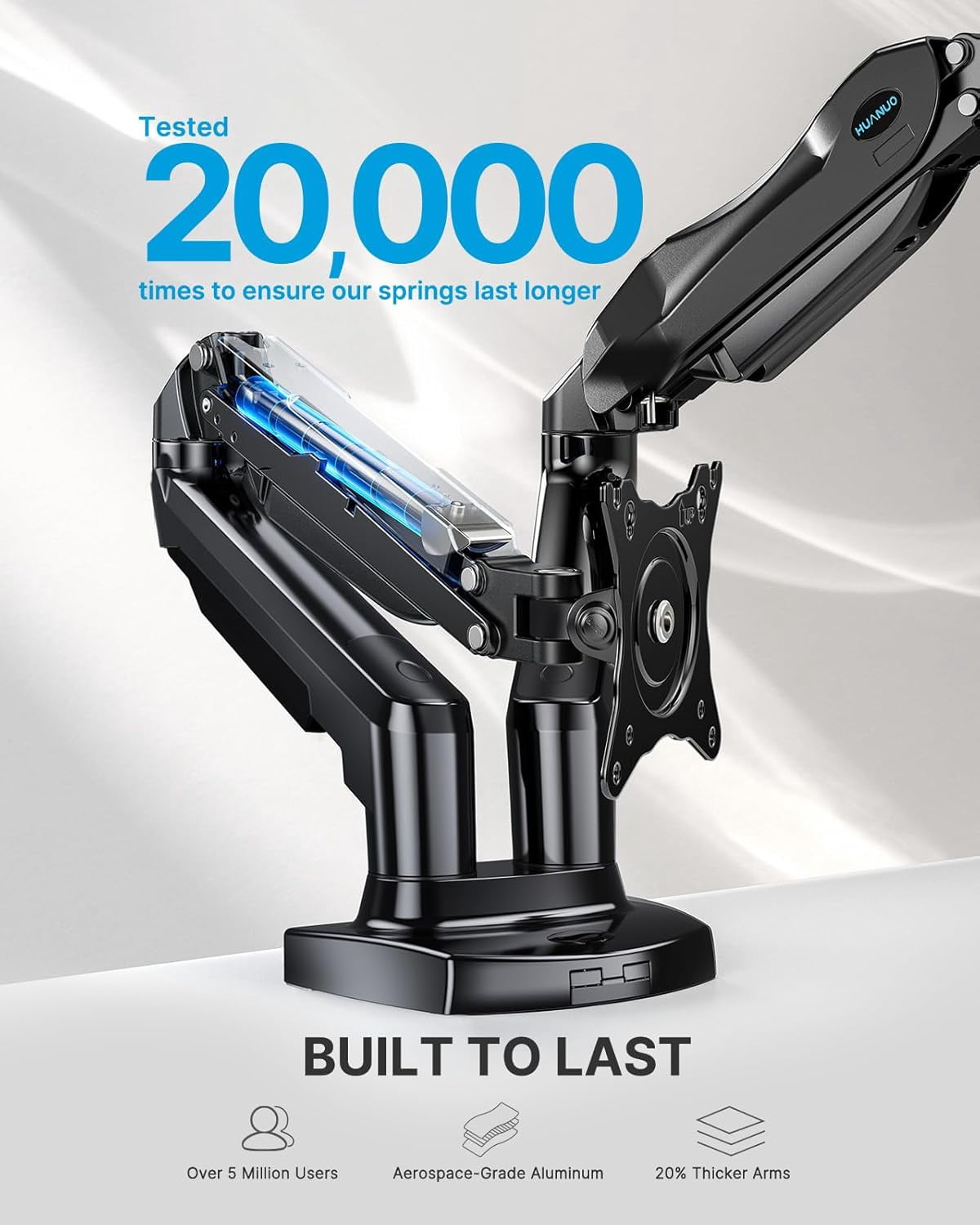 Dual Monitor Stand - Full Adjustable Monitor Desk Mount Swivel Vesa Bracket with C Clamp, Steel Monitor Mount Reinforcement Plate for , Glass and Other Fragile Tabletop