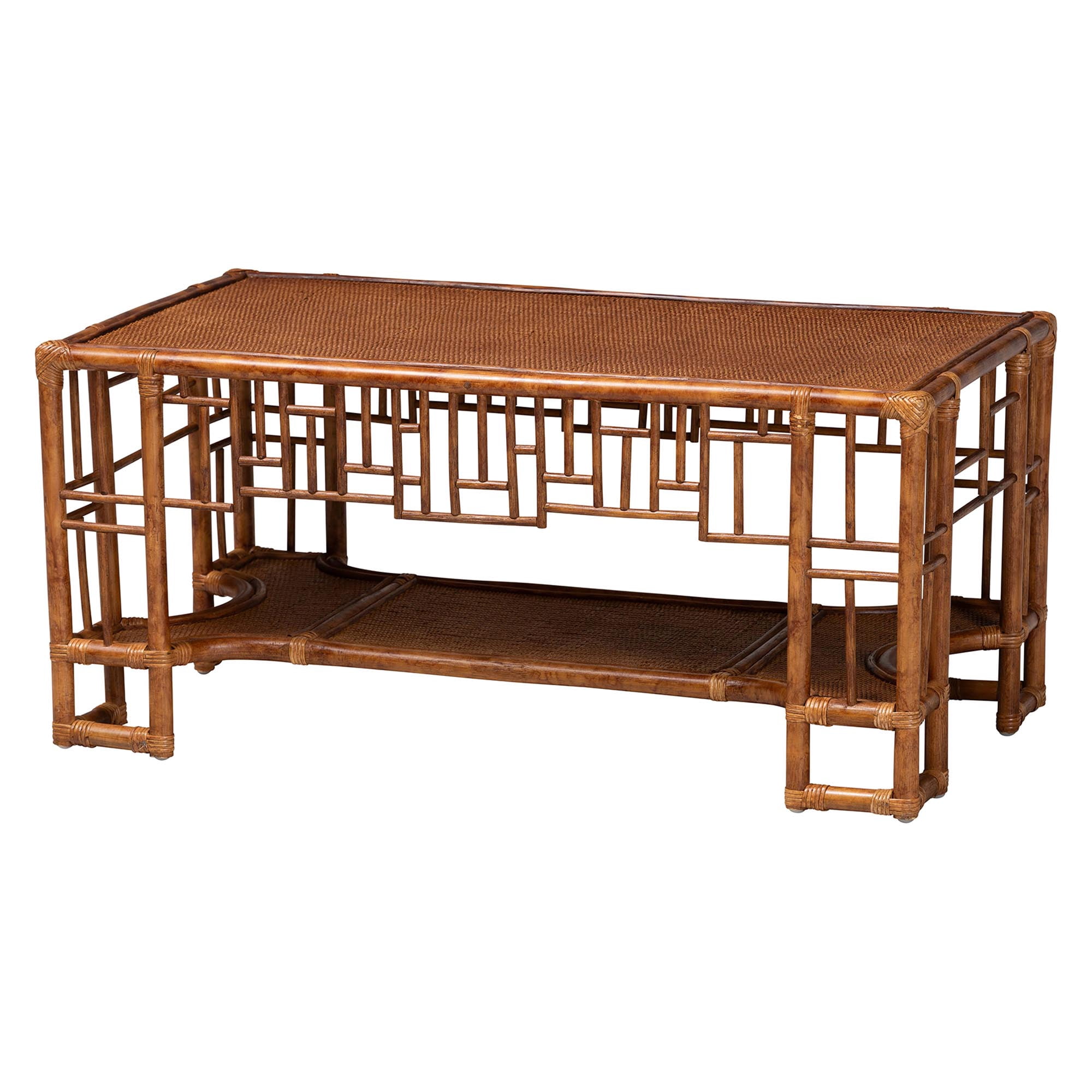 bali & pari Tahlia Boho Coffee Table, Marbled Tortoise Brown