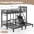 thumbnail image 5 of Newest Twin Over Twin Triple Metal Bunk Bed, Heavy-Duty 3-Bed Frame with Storage Stair Drawers for Bedroom, Black, 5 of 13