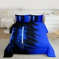 thumbnail image 2 of jejeloiu Neon Light Sword Full Size Comforter Sets,Cartoon Gradient Light Gaming Bedding Comforter Set,Blue Black Bedding Sets For Kids,Luxury Bedroom Decor Reversible,3pcs, 2 of 8