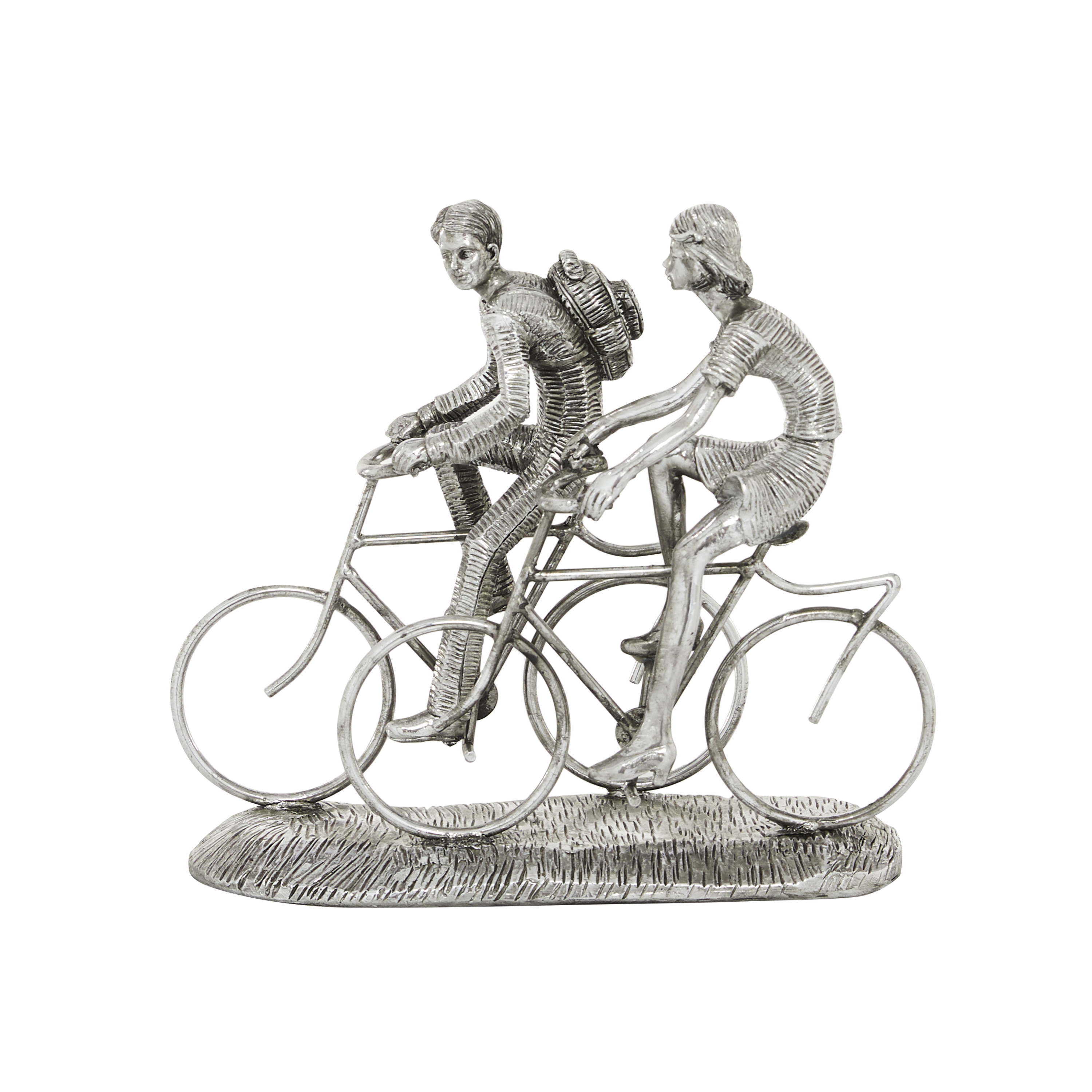 DecMode Polystone Bicycle Contemporary Sculpture Silver
