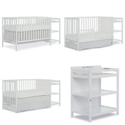 Dream On Me Synergy Convertible Baby Crib and Changer in White with Detachable Changing Table