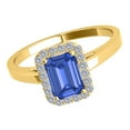 thumbnail image 4 of AoneJewelry 0.65 Cttw (I-J, I1-I2) Emerald Cut Natural Tanzanite and Diamond Cathederal Style Ring Crafted in 10k Gold (White and Yellow), 4 of 5