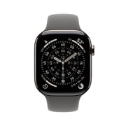 Apple Watch Series 11 [GPS + Cellular 46mm] Smartwatch with Natural Titanium Case with Stone Gray Sport Band - S/M