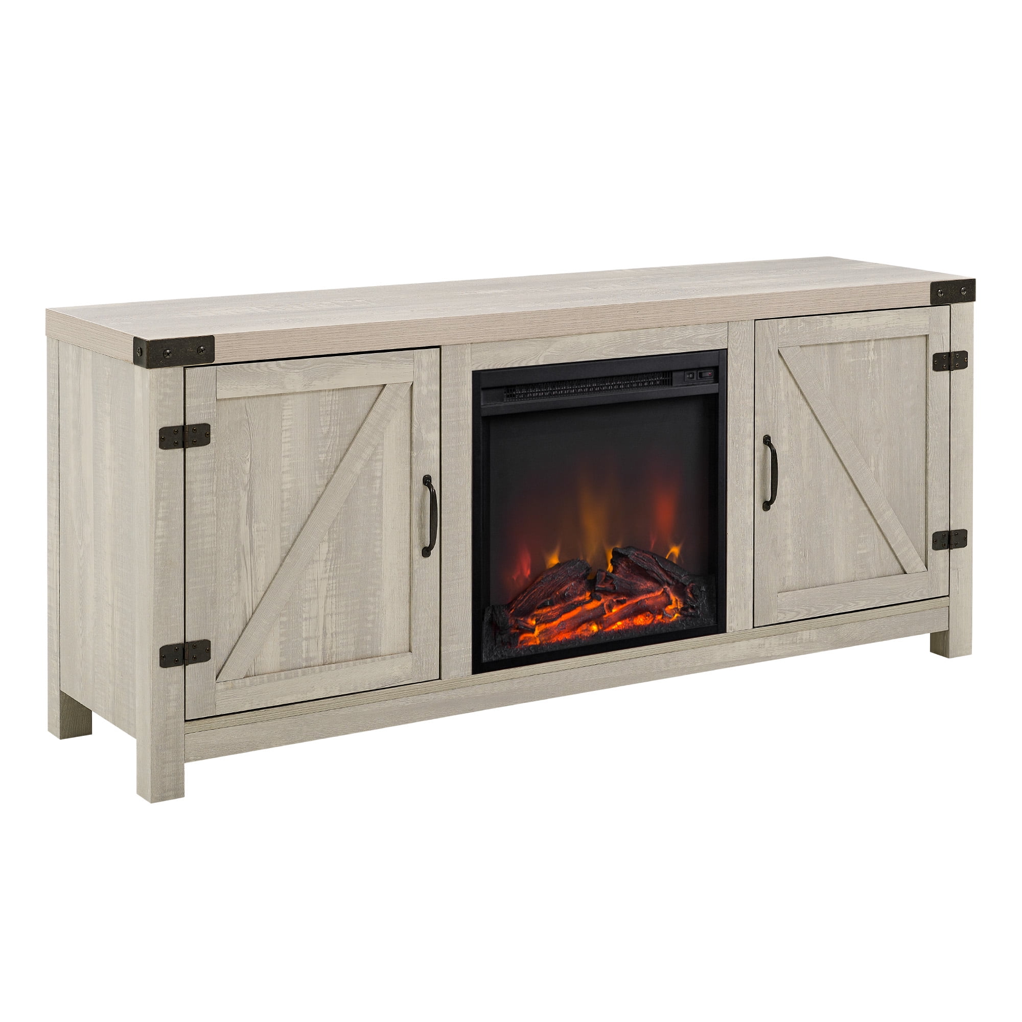 Woven Paths Modern Farmhouse Fireplace TV Stand for TVs up to 65", Stone Grey