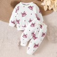 thumbnail image 2 of Odeerbi 0-3 Years Baby Girls Cotton Outfits Bow Print Long Sleeve Sweatshirt Jogger Pants Two-piece Set Casual Loungewear Baby Girls Clothes, 2 of 6