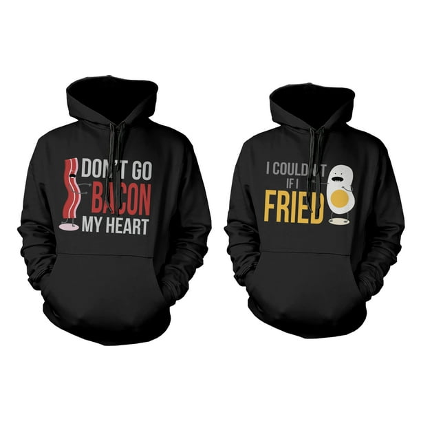 365 Printing Funny Bacon and Egg Couple Hoodies Funny Matching Outfit