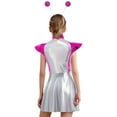 thumbnail image 5 of iiniim Girls Outer Space Alien Robot Carnival Movie Party Metallic Gloss Tunic Dress with Hair Hoop Hot Pink 16, 5 of 7