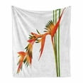 thumbnail image 1 of Floral Soft Flannel Fleece Blanket, Exotic Tropical Flowers on Branch Colorful Nature Jungle Garden Theme Image Print, Cozy Plush for Indoor and Outdoor Use, 50" x 60", Green Orange, by Ambesonne, 1 of 6