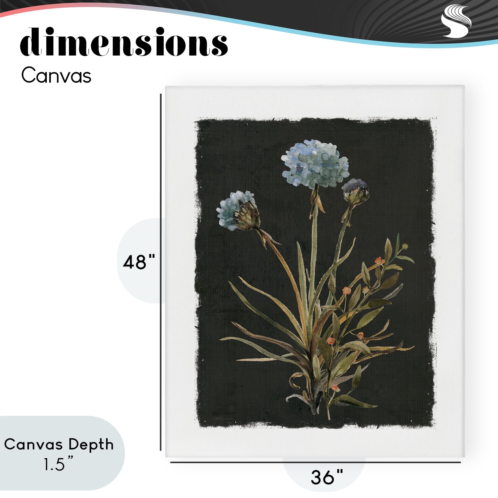 Stupell Industries Cerulean Bloom on Dark Green Canvas Wall Art, design by Carol Robinson