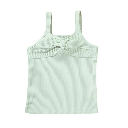 

Baby Girls Solid Ribbed Knit Straps Tops Sun-Top Vest Clothes