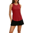 thumbnail image 3 of Athletic Tank Tops for Women Crewneck Sleeveless Ruffle Racerback Workout Yoga Top Casual Loose Running Athletic Tee Shirts Red XXXL, 3 of 7