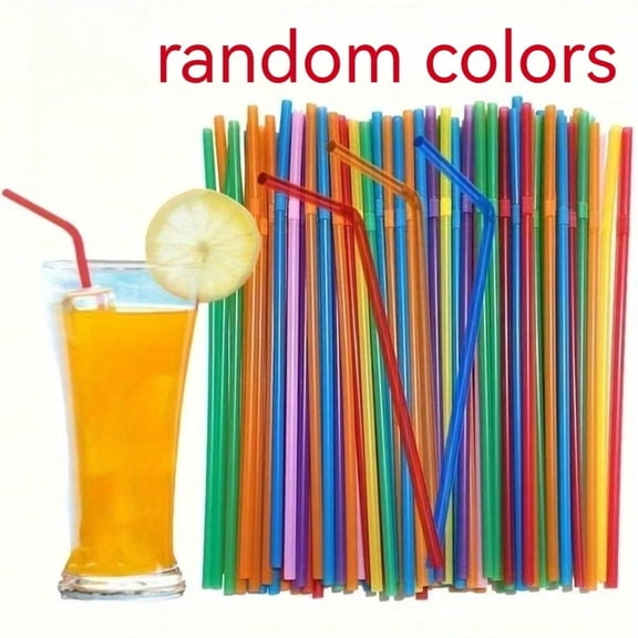 100 Count Flexible Drinking Straws, Multi-Color Disposable Bendy Straws for Party Outdoor Activities & Everyday Use