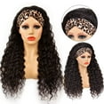 thumbnail image 3 of Headband Wig Human Hair Deep Wave Glueless None Lace Front Headband Wig Brazilian Virgin Hair Wigs for Black Women - 16 inch, 3 of 7