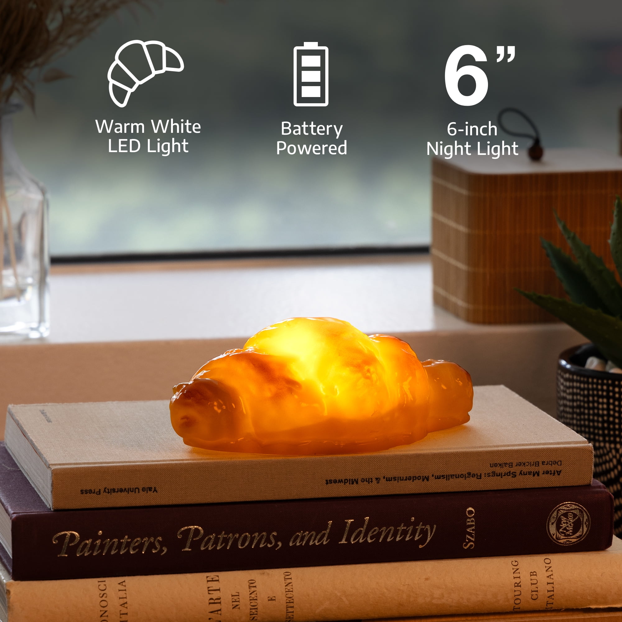 BrightSide Croissant LED Night Light - Battery-Powered, 3.35" Height x 2.17" Width