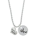 thumbnail image 1 of Delight Jewelry Silvertone Small ''Grandmother'' Heart with Clear Crystal Silvertone Script Initial Disc - K - Charm Necklace, 20"+3", 1 of 4