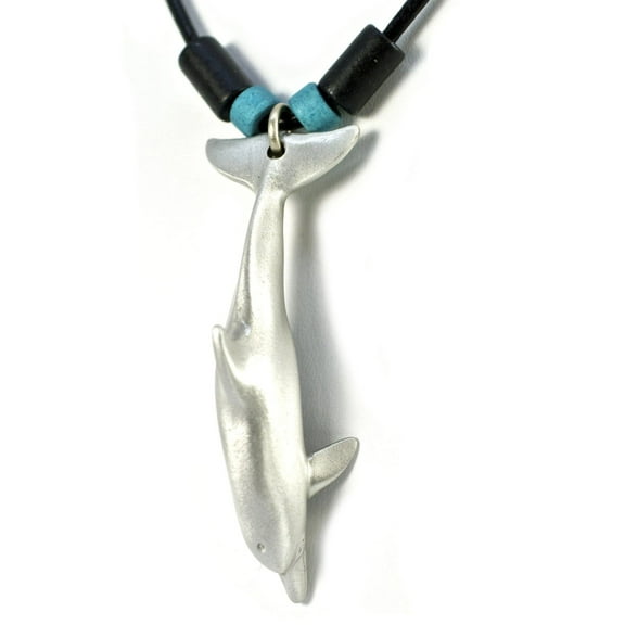 Realistic Dolphin Pewter Sea Life Pendant Necklace