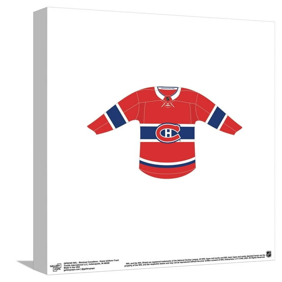 Gallery Pops NHL - Montreal Canadiens - Home Uniform Front Canvas Wall Art, Unframed Version, 12" x 12"
