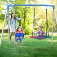 thumbnail image 3 of KloKick 2 Seat Metal Swing Sets, 440lbs Heavy Duty Frame with Saucer Swing and 1 Toddler Swing for Outdoor Backyard, 3 of 7