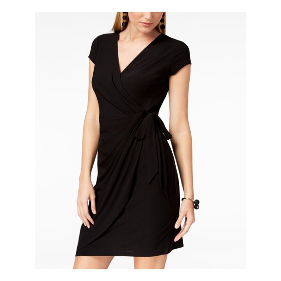 INC Womens Cocktail Party Wrap Dress Black XL