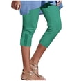 thumbnail image 3 of Women's Capri Pants Summer Solid High Waist Slim Fit Cropped Leggings with Pockets, Elastic Waist Stretchy Soft Fabric, Casual Yoga Workout Gym Lounge Pants for Women, Womens, 3 of 7