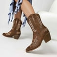 thumbnail image 7 of UngA Fall Shoes for Women Cowboy Boots For Women Chunky Heel Pointed Toe Cowgirl Boots Mid Calf Western Embroidery Boots Brown,6.5, 7 of 7