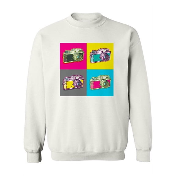 Pop Art Vintage Cameras Sweatshirt Women -Image by Shutterstock, Female Large