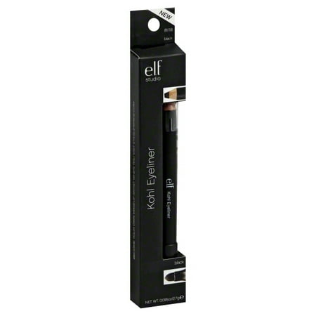 (2 Pack) e.l.f. Kohl Black Eyeliner, 0.09 oz (Best Black Kohl Pencil For Waterline)