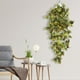 thumbnail image 5 of Decoración interior colgante de pared verde artificial, decoración de pared colgante de flores falsas, decoración interior de pared colgante de ratán verde simulado A, 5 of 6