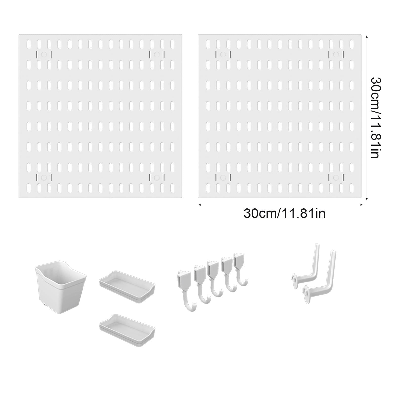 No Punch Pegboard Wall Mount Multi-Functional Drains Basket Storage Rack, Kitchen Organizer with Hooks, Container, Shelves, Wall-Mounted, Space-Saving, for Kitchen, Bathroom, Garage, Office
