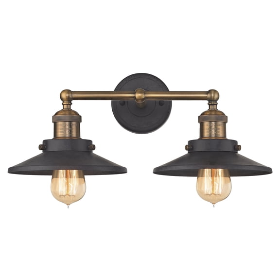 Elk Home English Pub 2-Light Antique Brass 18-Inch Wide Vanity Light with Metal Shade
