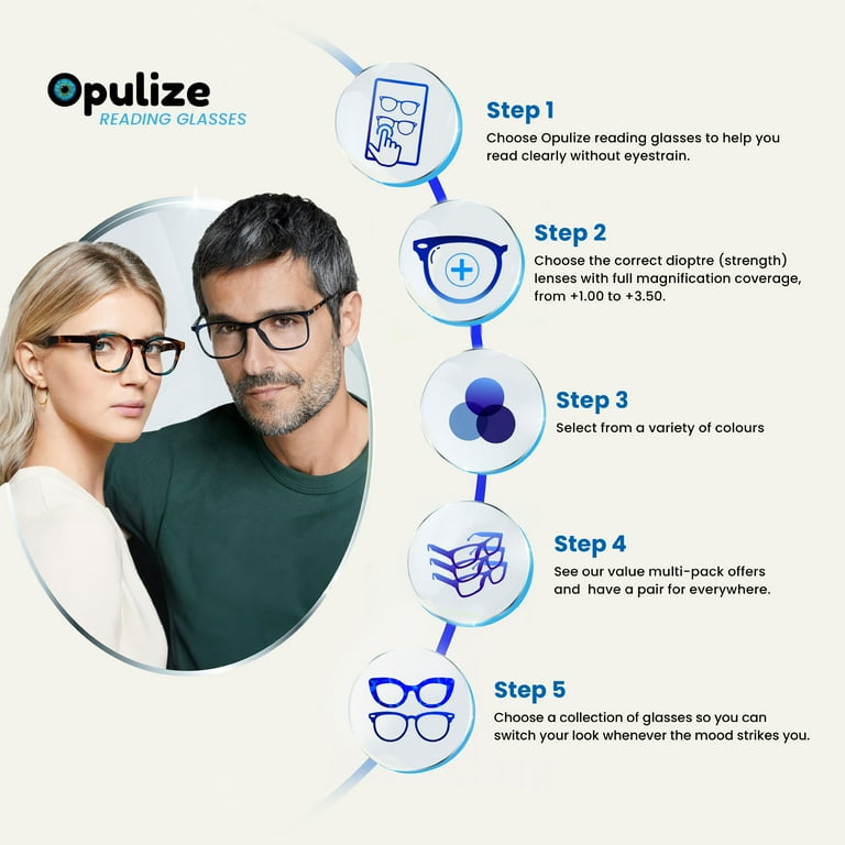 OPULIZE KAT Reading Glasses - 4-Pack - Cat-Eye Frame - Black