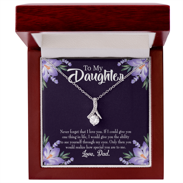 To My Daughter Daughter Never Forget From Dad Alluring Ribbon Necklace Message Card
