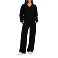 thumbnail image 2 of SELONE Running Outfits for Women Two Piece Long Sleeve Shirt High Waist Wide Leg Long Pants Work Vacation Sportswear Set, 2 of 8