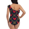 thumbnail image 5 of Sikiie Red Rooster Print Women One Piece Swimsuits Tummy Control One Shoulder Bathing Suits Ruffle Swimwear, From S to XXL-Large, 5 of 6