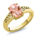 thumbnail image 2 of Gem Stone King 2.00 Ct Oval Peach Nano Morganite 18K Yellow Gold Plated Silver Curl Into Me Ring, 2 of 2