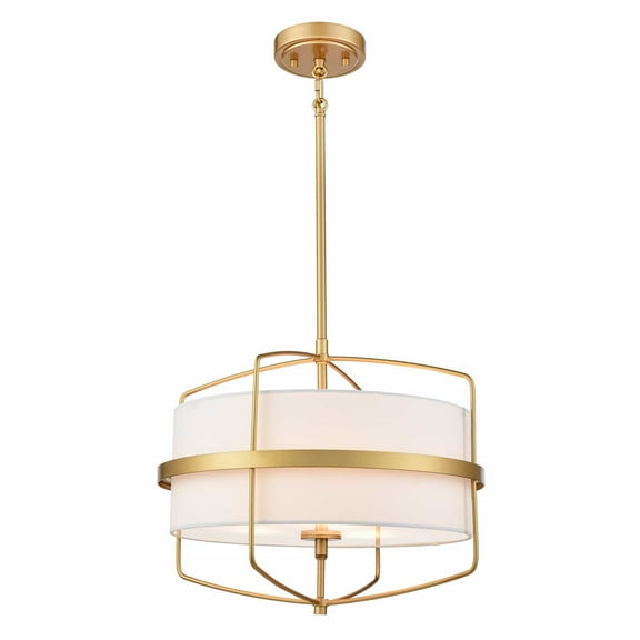 Modern Gold Chandelier Light 3-Light Drum Shade Pendant Light Fixture for Dining Room