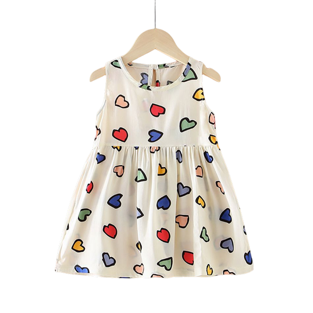 Verano Bebé Niñas Vestido Ropa Niños Sin mangas Princesa Frocks Flor Estampado floral Vestido de dibujos animados Animal Fruta Playa Vestidos 6T (Etiqueta 140) Gao Jinjia LED