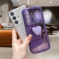 thumbnail image 4 of Compatible with Samsung Galaxy S21 Ultra Phone Case Women Cute 3D Love Heart Case Camera Lens Protection Soft Shockproof Clear Case for Galaxy S21 Ultra 6.8 inch (Purple), 4 of 6