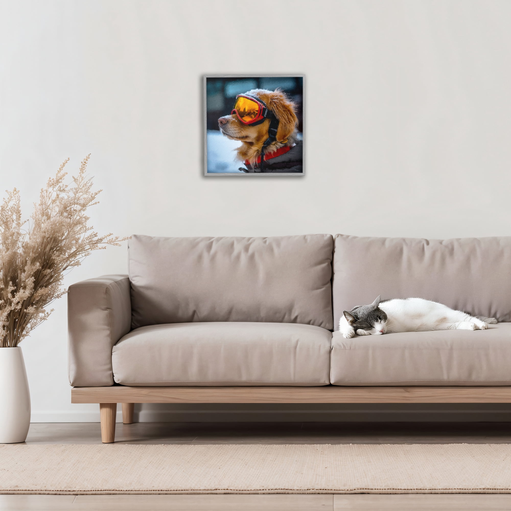 Stupell Industries Ski Goggles Dog Gray Framed Giclee Art, design by Sean Parnell