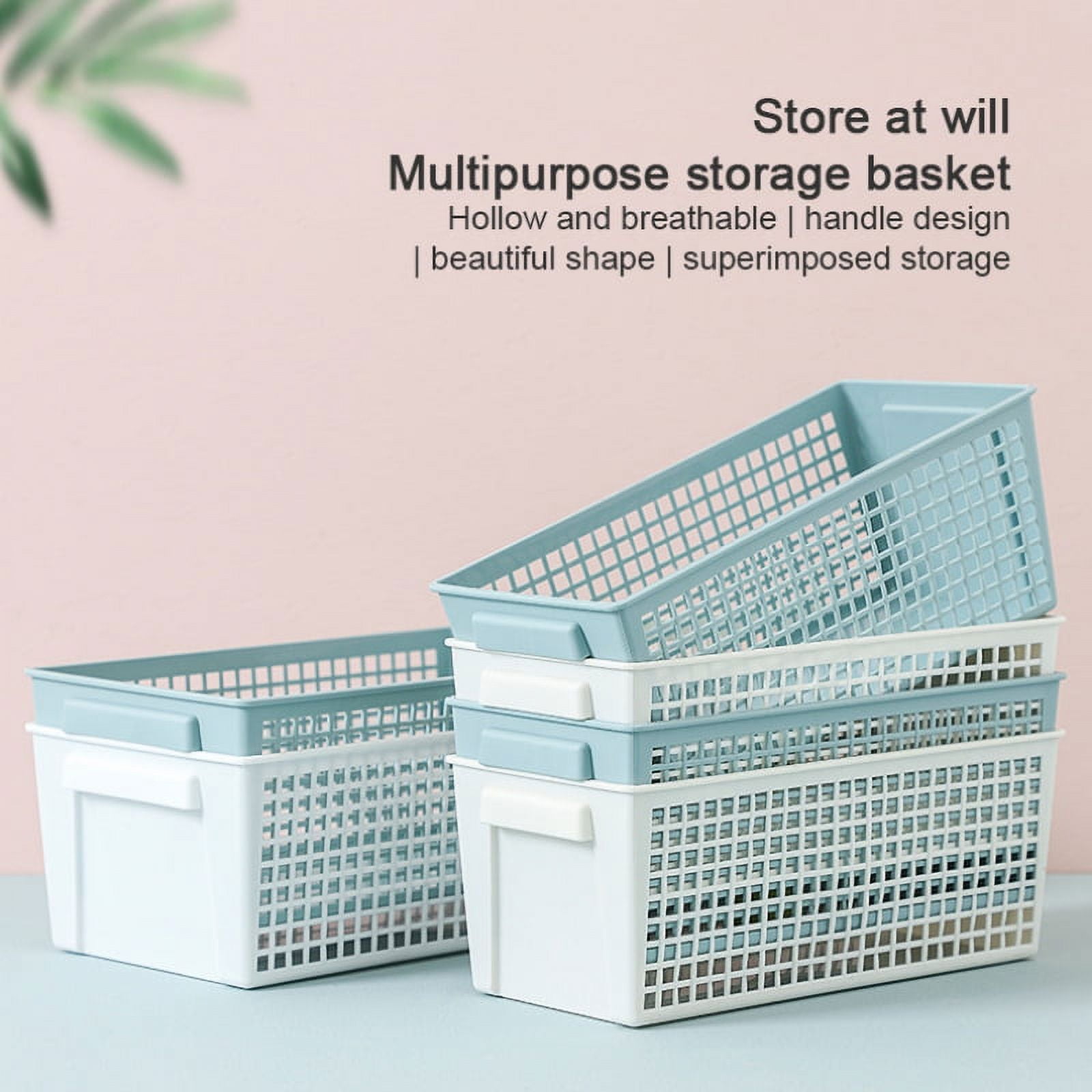 OLLIC Plastic Bins Large Storage with Lids | Korean Organizer Bin Basket  Set for Organizing Baskets in Closet and Home (White, Large 4PK)