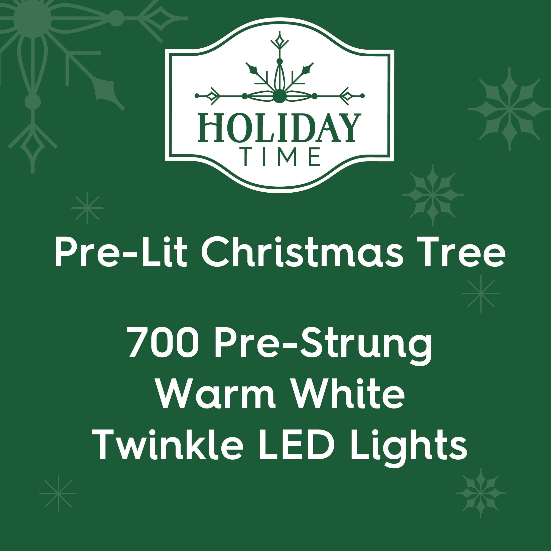 9' Pre-Lit Birchwood Fir Green Artificial Christmas Tree with 700 Warm White Twinkle LED Lights, Quick Set, and Stand, by Holiday Time