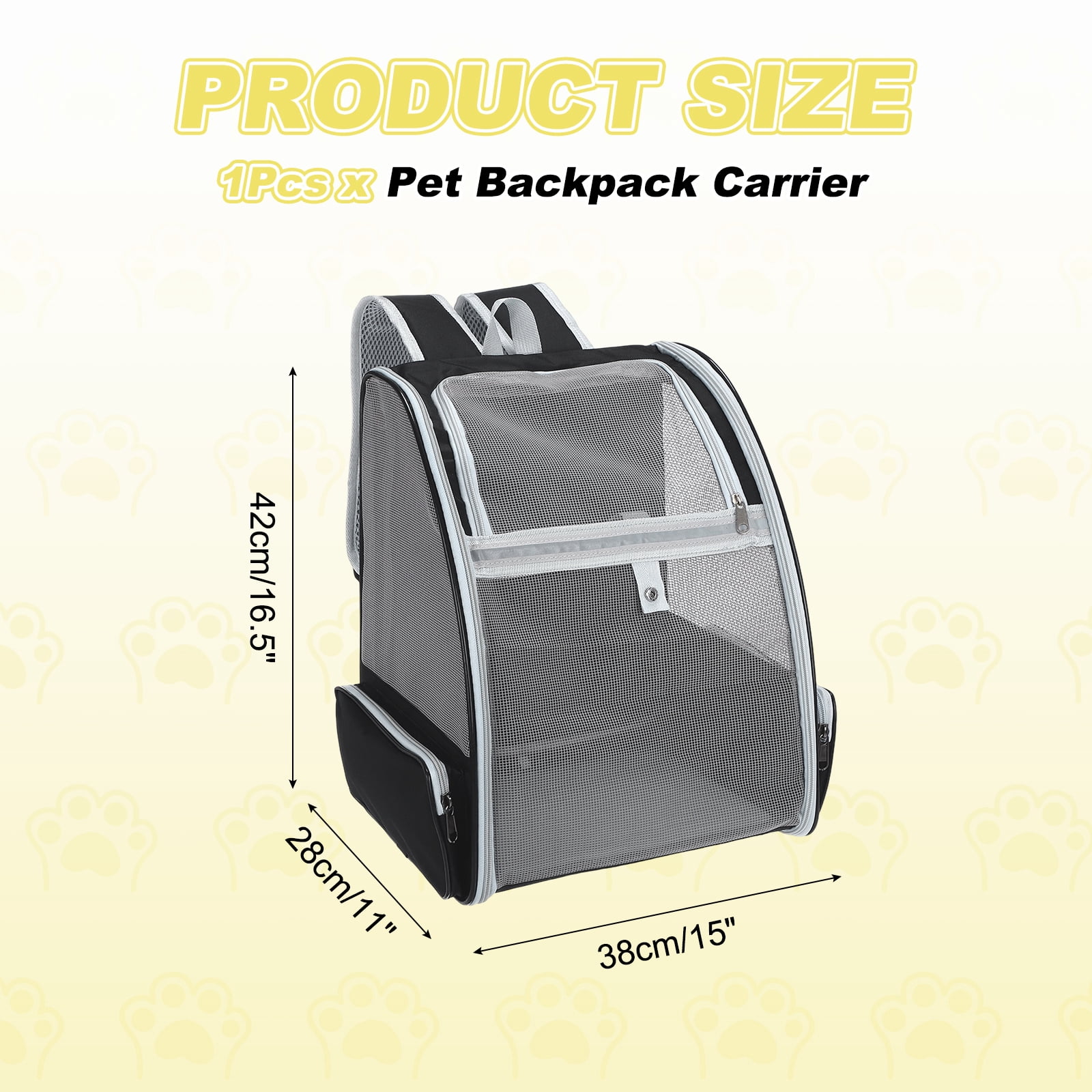 Uxcell Cat Backpack Carrier, Ventilation Mesh, Breathable Dog Carrier Backpack Pet Carrying Case (Black) for Cats or Small Dogs Puppies, Intended for Hiking / Camping / Traveling